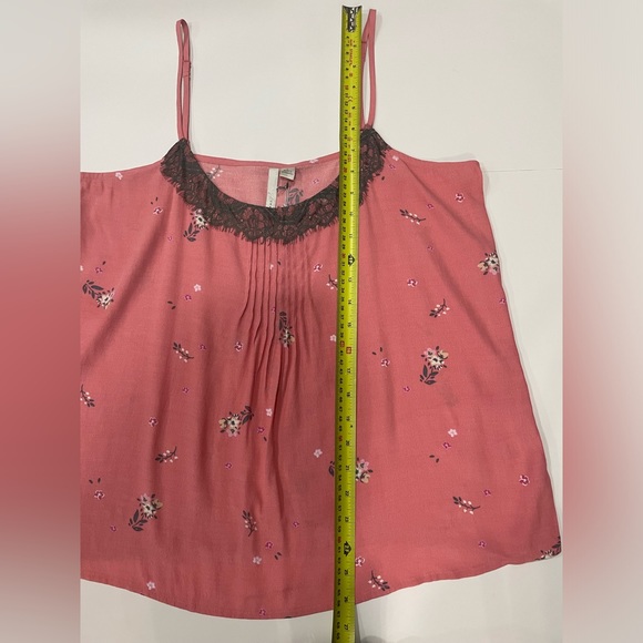 NWT Lauren Conrad Tank Top Camisole size L Floral Pink Lace - Picture 2 of 8